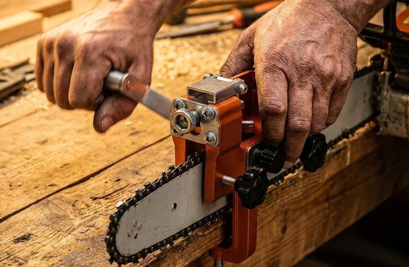 Sharpening a chainsaw with RazorWolf